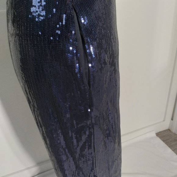 Holiday Navy Blue Sequined Trousers - Picture 3 of 9